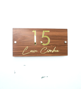 Nomor Rumah ACP Motif Wooden Akrilik Custom