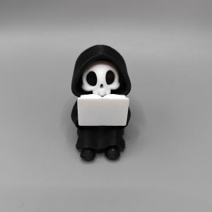 Reading Grim Reaper Sitting Edge Ornament 3D Printed PLA Hooded Skeleton Figurine Unique Desktop Decor Statue for Adults Ages
