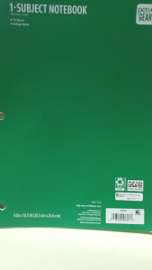 PEN + GEAR  College Ruled 1-Subject Notebook 8" x 10.5" Green 70 Sheets
