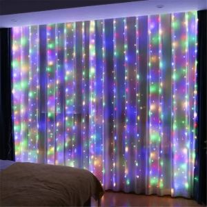 3/4/6m Curtain 100/600LEDString Lights Garland USB Festoon Remote Control Fairy Garland Lights Christmas Decoration Bedroom Home