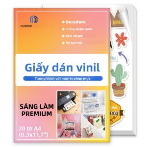 Giấy Dán Vinyl Cao Cấp A4 Màu Trắng Bóng 10-40 Tờ Chống Thấm Nước Chống Rách Cho Máy In Phun & Máy In Laser