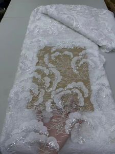African Nigerian Tulle Lace FabricHigh Quality,Sequins EmbroideryBeaded French GuipureWedding Party Dress 5Yards 2026