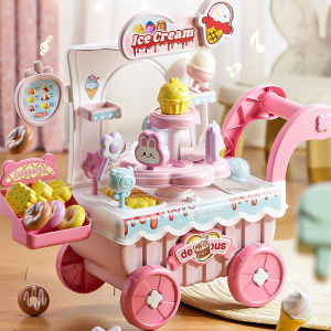 Kids Kitchen Ice Cream Truck Toy Set Pretend Play Birthday Gift for Girls Age 3 to 6 Thickened Fabric Simulation Silk Material
