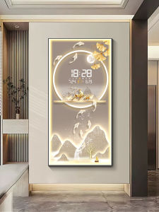 Modern Decorative Painting Clock Fish Pattern Entrance Wall Art Metal Frame Living Room Hallway Lighting Single Piece Spray Paint