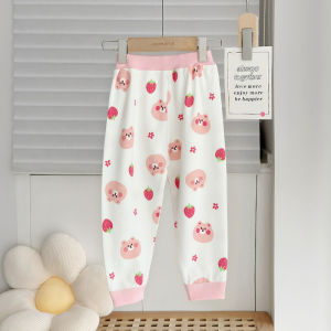 cat and  fish | Cute Cartoon Cotton Long Pants for Toddler Girls