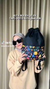 Tas Ransel Serut Anti Air Wanita FRUITS Pattern
