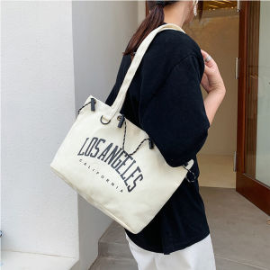 Batuty Women Korean Large Capacity Letter Canvas Bag Student Leisure Handbag Shoulder Strap Bag Retro Big Bag