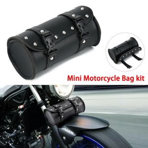 【24 hours shipping】Motorcycle Cruiser Tool Bag Fork Barrel Shape Handlebar Front Fork Bag Black Saddlebags For Motorcycle Pannier Saddle Bags Tools