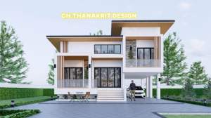 แบบบ้านโมเดิร์น 1 ชั้นครึ่ง