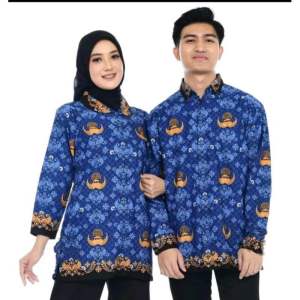 Sragam korpri terbaru 2024 lapis furing halus / Baju korpri wanita pria krah hitam terbaru lapis furing halus / Batik korpri Krah hitam terbaru