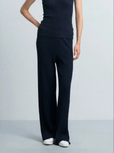 Slim Fit Ribbed Knit Straight Pants