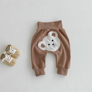 High Waist Baby Pants Spring Autumn Cotton Comfortable Breathable Cartoon Print Boys Girls Children Long Trousers Outerwear