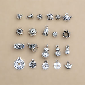 เครื่องประดับเงินฮิมาลัย ชิ้นส่วนเครื่องประดับมือทำจากเหรียญโบราณ ดอกบัว ลูกฟักบัว สร้อยข้อมือ DIY เครื่องประดับโลหะผสม