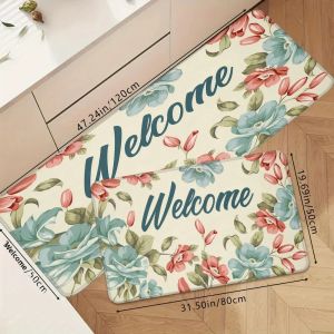 VIKAMA Hoa Tươi Thảm Nhà Bếp Chống Trơn Trượt Chống Nước Phòng Tắm Sàn Lối Vào Thảm Cửa Mùa Xuân Nhà Trong Nhà Ngoài Trời Trang Trí