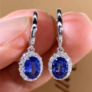 Fashionable Simplicity Royal Blue Sapphire Earrings Womens Fashion Jewelry Original Design Alloy Embedded Artificial Gemstone