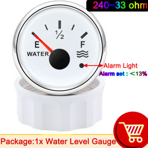 RYSJM | 52mm Water Tank Level Indicator with Alarm Water Level Gauge with Red Backlight 0-190 Ohm 240-33ohm Boat Meter Customized