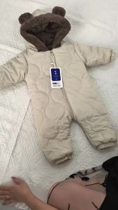 KLFLGD0-3 Years Old Winter Baby Outdoor Clothing Fur Lining Warm Toddler Girl Boy Jumpsuit Cartoon Plus Velvet Baby Jumpsuit