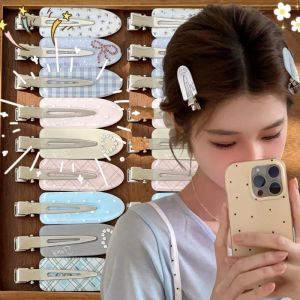 12Pcs Korean Water Diamond Hairpin Side Notch Clip Cute No Trace Hair Clips Set Traceless Headpiece Women