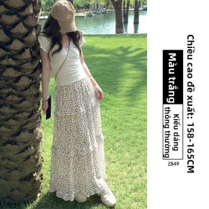 YAYANGREN | Chân Váy Xòe Hoa Trắng cho Phụ Nữ Cao và Béo