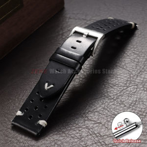Quick Release Vintage Oil Wax Leather Watch Strap 20mm 22mm Breathable Stitching Cowhide Watchbands for Longines for Seiko Band