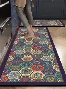 Retro American Style Soft Rubber Water-Absorbing Quick-Drying Non-Slip Kitchen Bench Floor Mat