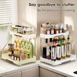 Kệ lưu trữ nhà bếp với cống Pan snack kệ lưu trữ giá đựng gia vị bếp mỹ phẩm kệ lưu trữ phụ kiện nhà bếp
