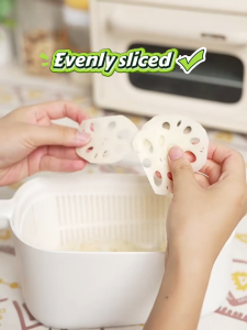 Ecoco Vegetable Slicer 6-In-1 Potato Chopper Garlic Grater with Safety Hand Guard Draining Basket