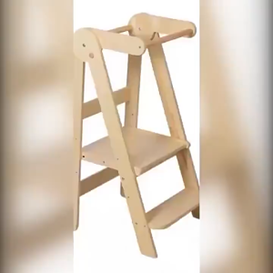 [SG SELLER] Montessori Kids Toddler Tower Kitchen Step Stool with Adjustable Height Learning Helper Natural Wood