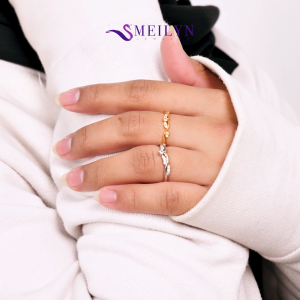 MEILYN Cincin Kasual Motif Gelombang Lapis Emas All Series