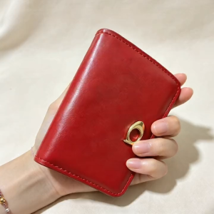 New genuine leather short womens wallet | top grain cowhide | multi-card slot bi-fold id & coin purse