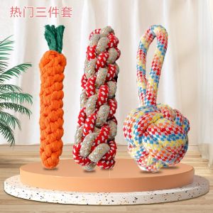 Dog Toys Chew Rope Knot Carrot Teeth Cleaning Toys for Small Medium Large Dogs Bichon Border Collie Poodle Pet Supplies