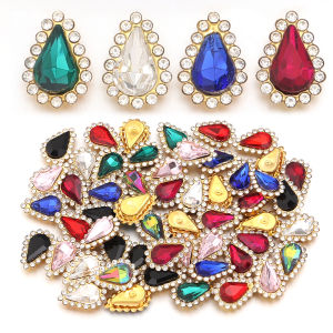 20Pcs 8x13mm Sewing Claw Rhinestones Crystals Glass Beads Buttons Stones Sew On Rhinestone for Clothes Sewing Accessories