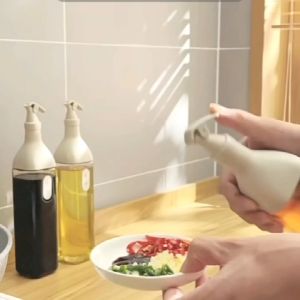 Square Glass Oil Bottle 480ML Soy Sauce Olive Oil Vinegar Cooking Wine Dispenser Glass Oil Pot Leak-Proof Seasoning Oil Bottle Spice Bottles Kitchen Utensils with Label Sticker