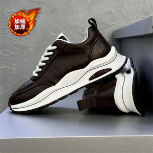 Mens Fashionable Leather Sport Casual Shoes Comfortable Thick Bottom Lightweight Wear-resistant Increase Height Autumn New Arrival