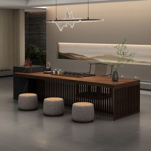 New Chinese Style Teahouse Table Premium Living Room Tea Preparing Desk Zen Office Solid Wood Tea Room Tea Set Balcony Table