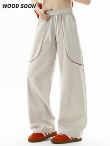Wood soon | Vintage Street Visible Stitching Casual Mens Summer Outdoor Loose Straight Leg Pants