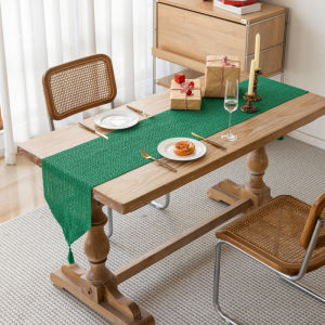 Christmas New Year Festive Atmosphere Table Flag Dining Table Decoration Tea Table TV Cabinet Long Red Tablecloth