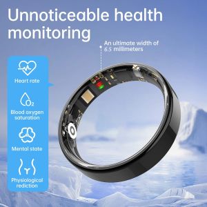 New Smart Ring Heart Rate Blood Oxygen Sleep Monitoring Health Reminders 5ATM Waterproof Sports Fashion Ring For Men Women Gift