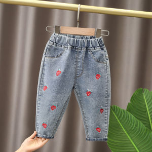 Stylish Autumn Denim Pants for Girls Baby Trendy Slim Fit Childrens Long Trousers Spring Autumn Fashionable Kids Clothing