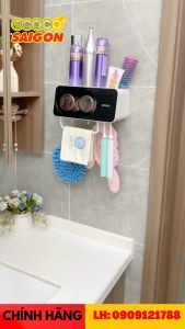Kệ đựng bàn chải đánh răng kệ để đồ phòng tắm có thanh treo khăn đa năng bộ nhã kem E2111