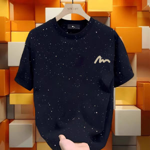 NASA Collaborative Elegant Full Sky Star Shiny Cotton T-Shirt Summer Mens Short Sleeve Korean Style Versatile Top