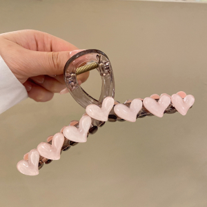 Simple Elegant Shark Jaw Hair Clip Womens New 2024 Love Heart Hair Accessory Original Design Fresh out Fashion Jewelry
