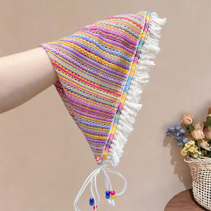 Photography Boho Children Triangle Scarf Adjustable Beaded Cord Lightweight Breathable