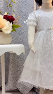 GAUN PESTA PUTIH BROKAT MEWAH ANAK PEREMPUAN USIA 3-8 TAHUN FREE BANDO / DRESS PESTA BROKAT ULANG TAHUN ANAK TERBARU / GAUN BROKAT PUTIH NATAL ANAK PEREMPUAN KEKINIAN - COD