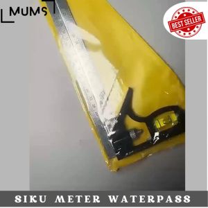 SB Siku Meter Tukang 30cm Penggaris Besi Sudut L + Waterpass