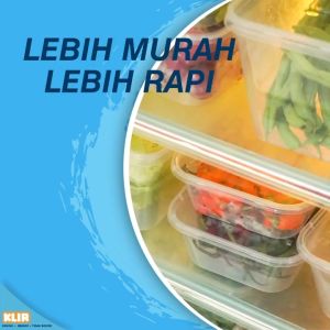 Kotak Makan Plastik Persegi 250ml & Tutup Thinwall: KLIR - ANTI PECAH Anti Bocor isi 25 pcs