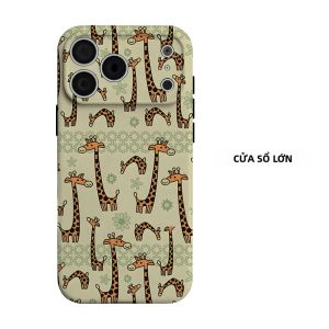Ốp Điện Thoại Hình Hươu Cao Cổ Hoạt Hình Hai Lớp Cho iPhone Chống Sốc Chống Xước Chất Liệu PC Mềm + TPU Dành Cho Các Model 11/12/13/14/15/16/17/18 Air Pro Max Plus