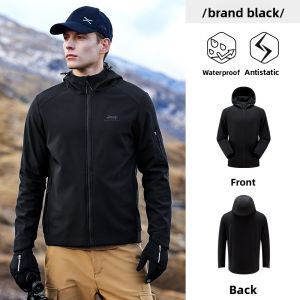 Jeep | Jeep Mens Outdoor Jacket Waterproof Fleece Lined Elastic Sports Coat Warm Soft Shell Polyester Fiber Hooded Casual Jacket
