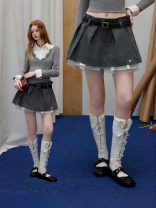 Unifree | Gray Layered Mesh Short Skirt