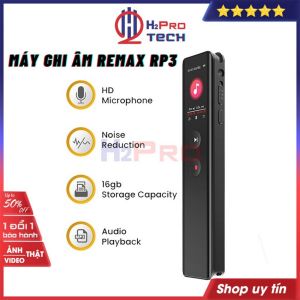 Máy Ghi Âm Mini Remax Rp3 Máy Ghi Âm Chuyên Nghiệp Thu Phát Âm Thanh Rõ Nét Chống Ồn Bộ Nhớ 16G Pin Sạc-H2Pro Tech